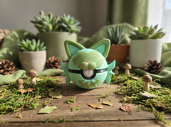 Sprigatito Pokeball Figure, 3D Printed Grass Cat Gamer Desk Decor 1