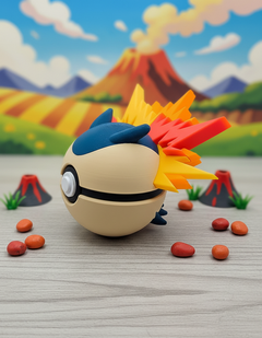Typhlosion Pokeball - 3D Printed Figure, Video Game Decor 4