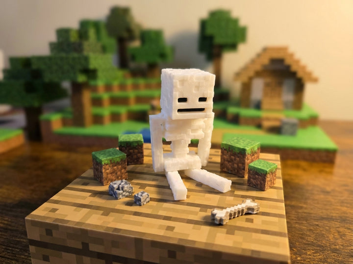 Minecraft Skeleton Keychain - Articulated 3D Printed Gamer Gift