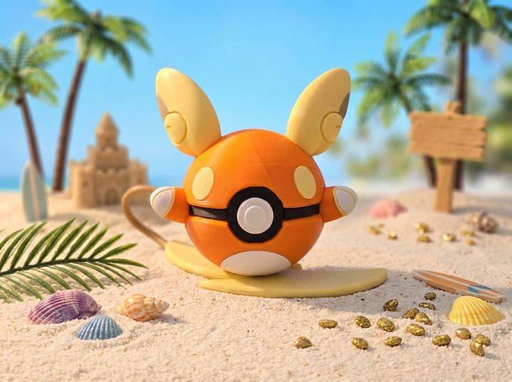 Alolan Raichu Pokeball Figure, Video Game Replica, Gamer Room Decor