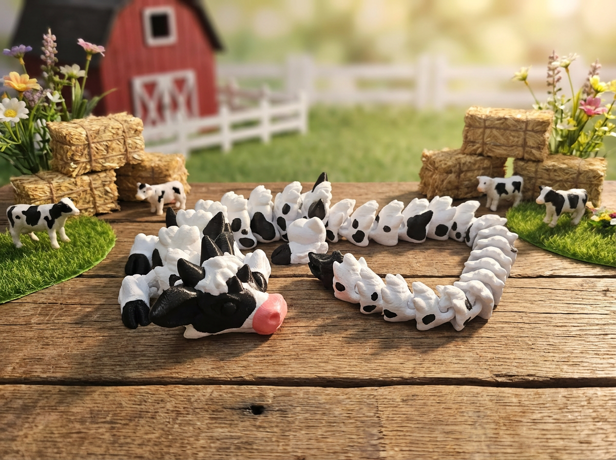 Articulated Cow Dragon - 24 Inch Fidget Toy - Farmhouse Desk Decor 1