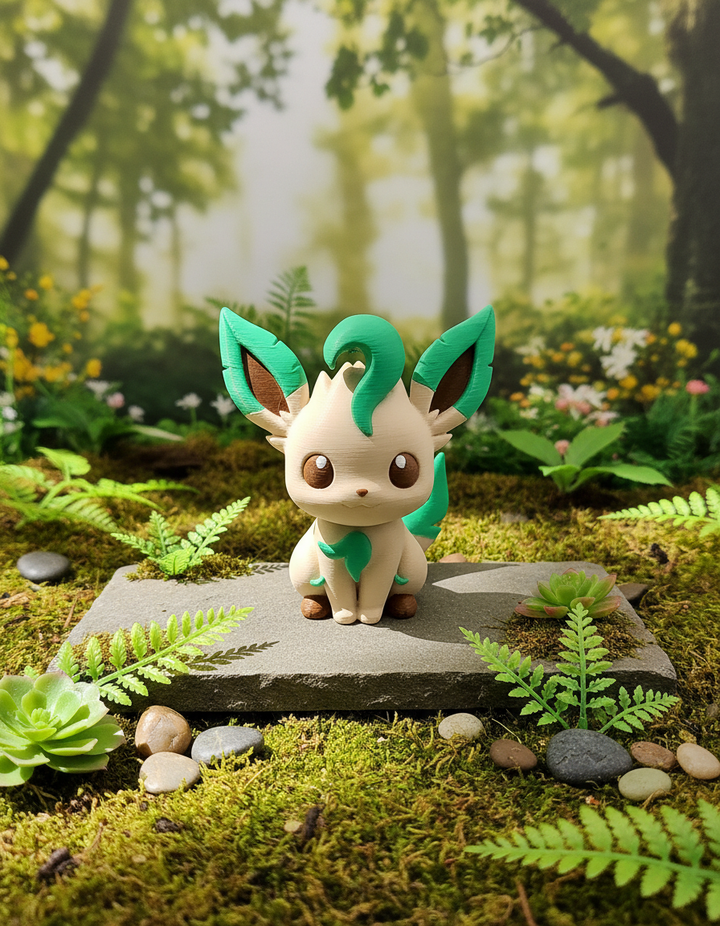 Leafeon Figure - 3D Printed Eeveelution Fan Art Statue