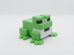 Minecraft Frog Figure - 3D Printed Gamer Decor, Pixel Art Style Collectible 3
