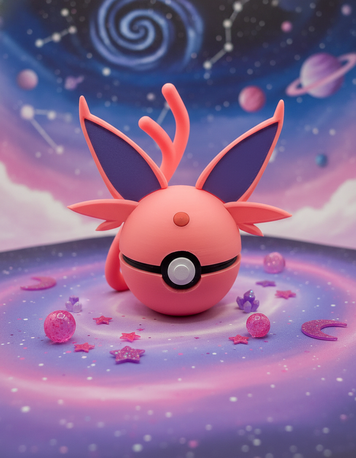 Espeon Pokeball - 3D Printed Video Game Prop, Collector Shelf Decor