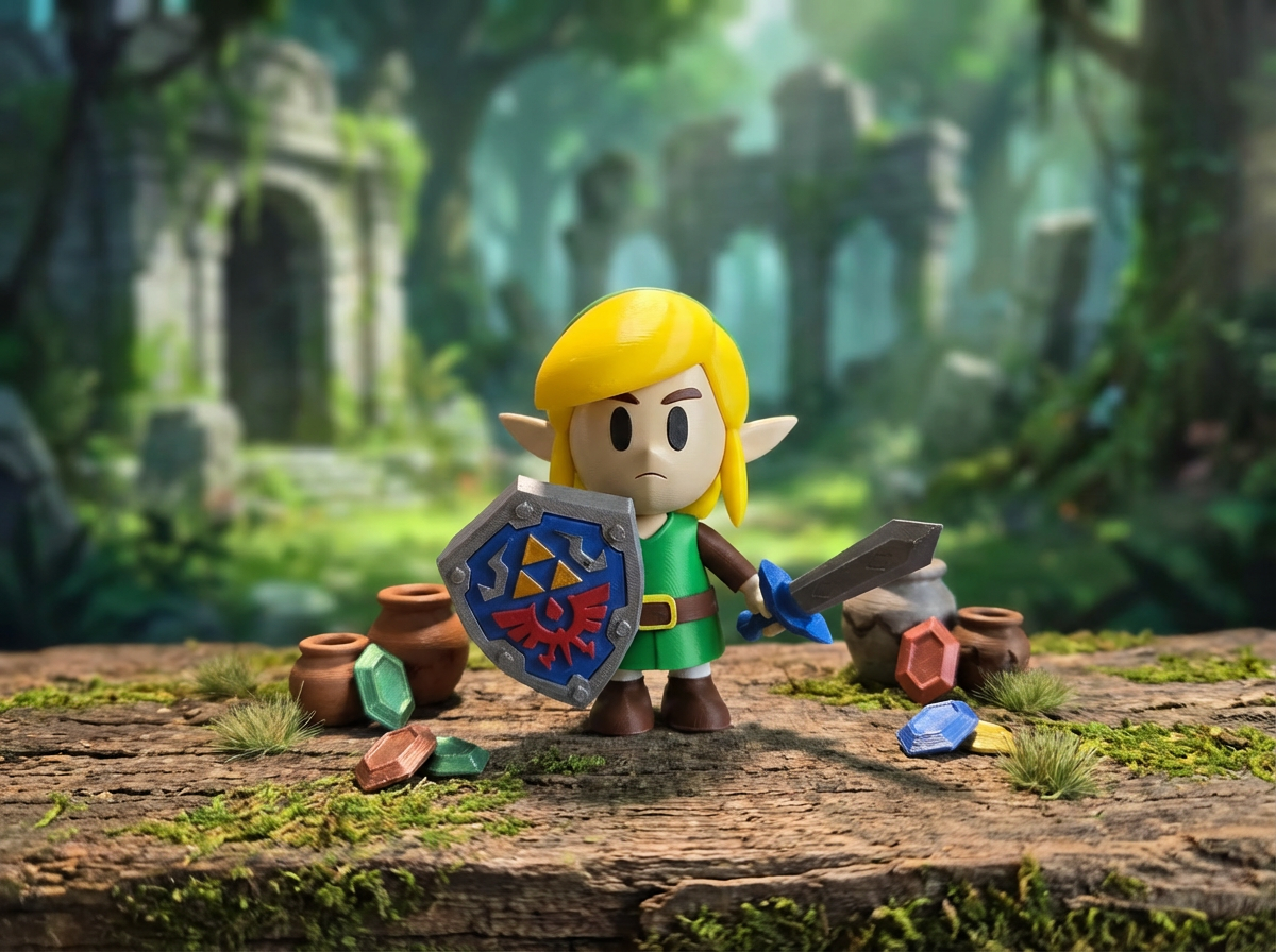 Link Figurine - Legend of Zelda Chibi Statue - 3D Printed Gamer Gift 1