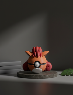 Vulpix Pokeball Figure, 3D Printed Gaming Prop, Desk Decor 3