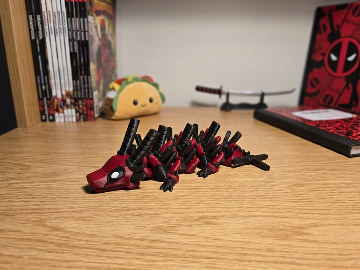 Mini Deadpool Dragon - Articulated 3D Printed Fidget Toy Figure