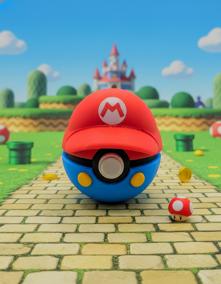 Mario Pokeball - 3D Printed Video Game Mashup Figure