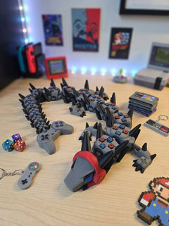 Articulated Gamer Dragon, Controller Themed Fidget Toy, Game Room Decor 2