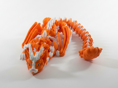 Articulated Cat Dragon - Poseable Feline Fidget Toy - Orange and White 4