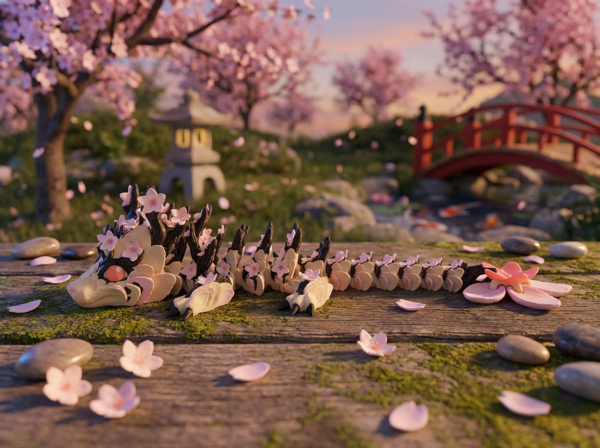 Articulated Cherry Blossom Dragon - Small Fidget Toy 1