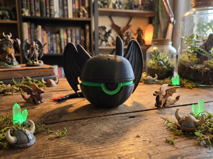 Toothless Dragon Pokeball Prop - 3D Printed Fan Art Collectible