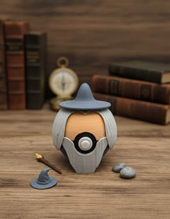 Gandalf Pokeball Figure, 3D Printed Wizard Crossover, Geek Desk Decor 5