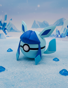 Glaceon Pokeball Replica - 3D Printed Figure, Gamer Desk Decor 4