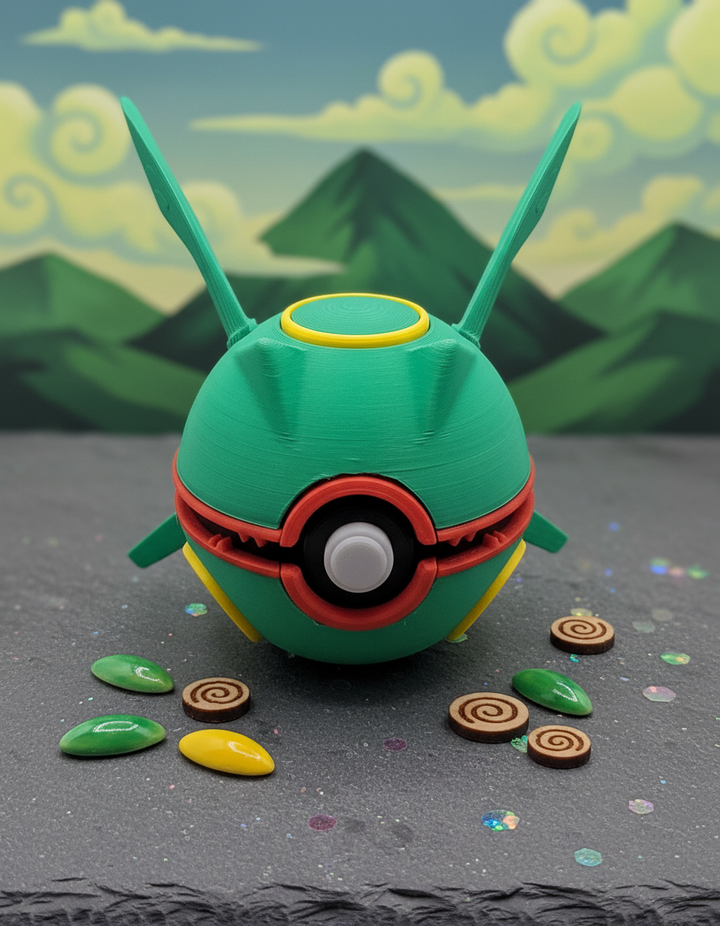 Rayquaza Themed Pokeball - 3D Printed Non-Functional Prop