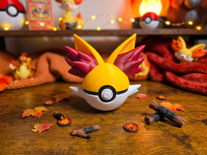Fennekin Pokeball Replica - 3D Printed Gamer Decor