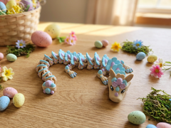 Easter Flower Dragon - Articulated Fidget Toy, 3D Printed Spring Decor 1
