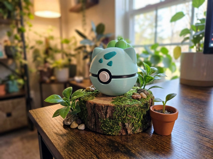 Bulbasaur Pokeball - 3D Printed Non-Functional Figure for Desk Display