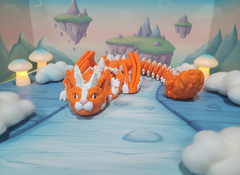 Articulated Cat Dragon - Poseable Feline Fidget Toy - Orange and White 3