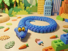 Articulated Snake Fidget Toy - Large Blue Desk Pet Figure 1