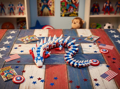 Captain America Articulated Dragon - 3D Printed Superhero Figure 1