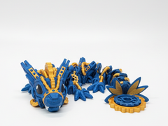 Articulated Steampunk Dragon - Small Figure - Blue and Gold 2