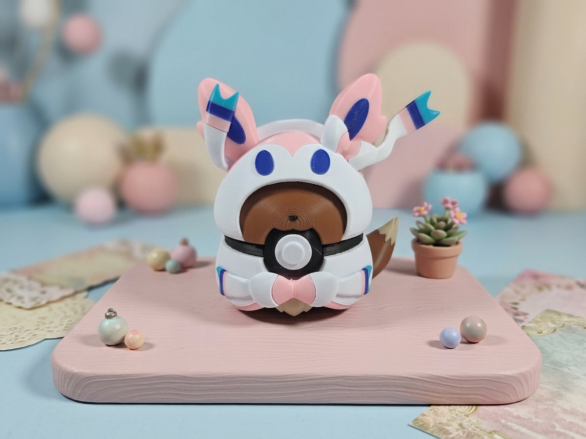 Eevee in Sylveon Poncho Figure - 3D Printed Pokémon Collectible 1